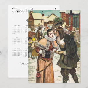 Cartes Pour Fêtes Annuelles Calendrier Vintage Nouvel An