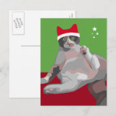 Cartes Pour Fêtes Annuelles Calico Cat à Santa Hat (Devant / Derrière)