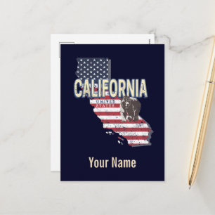 Cartes Pour Fêtes Annuelles California États-Unis Retro State Map Vintage