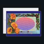 Cartes Pour Fêtes Annuelles California Poppy Vintage Christmas Frame Sepia<br><div class="desc">Salutations de Noël de Californie Un espace pour votre photo personnelle encadrée par des pavots de Californie orange et saint dans une carte postale vintage de Noël de 1912. Le revers est sépia avec une bannière de carte postale antique.</div>