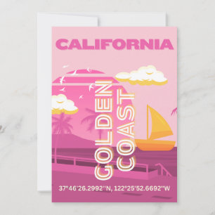 Cartes Pour Fêtes Annuelles Californie, Art du voyage, Preppy, rose