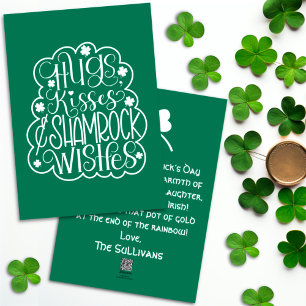 Cartes Pour Fêtes Annuelles Câlins, baisers et vœux du trèfle Saint-Patrick