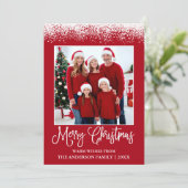 Cartes Pour Fêtes Annuelles Calliage amusant Noël Neige hachée Photo Rouge (Debout devant)