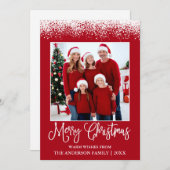 Cartes Pour Fêtes Annuelles Calliage amusant Noël Neige hachée Photo Rouge (Devant / Derrière)