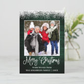 Cartes Pour Fêtes Annuelles Calliage amusant Noël Neige Tachée Bois vert (Debout devant)