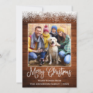 Cartes Pour Fêtes Annuelles Calliage amusant Noël Neige Tachée Photo Bois