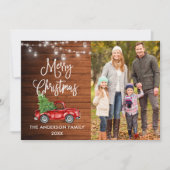 Cartes Pour Fêtes Annuelles Calliage Noël Camion Bois Jar Lumières (Devant)