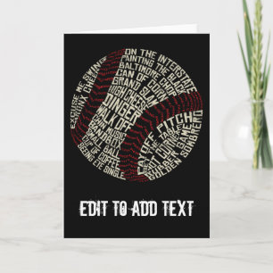 Cartes Pour Fêtes Annuelles Calligramme des mots de baseball