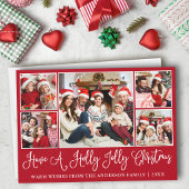 Cartes Pour Fêtes Annuelles Calligraphie amusante Holly Jolly Christmas Rouge