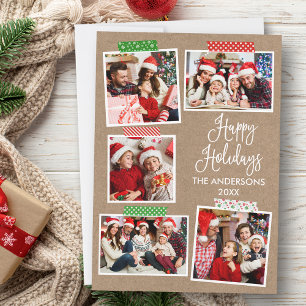 Cartes Pour Fêtes Annuelles Calligraphie amusante Kraft Happy Holidays Bande a