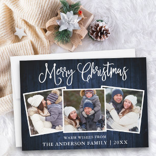Cartes Pour Fêtes Annuelles Calligraphie amusante Noël Bleu Bois 3 Photo