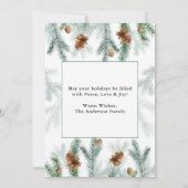 Cartes Pour Fêtes Annuelles Calligraphie Aquarelle Pine Cônes Vert Noël (Dos)