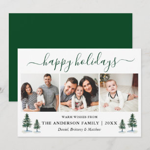 Cartes Pour Fêtes Annuelles Calligraphie aquarelle Pins verts 3 Photo