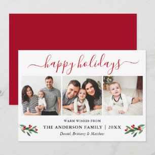 Cartes Pour Fêtes Annuelles Calligraphie Aquarelle Rouge Holly 3 Photo