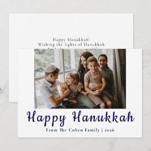 Cartes Pour Fêtes Annuelles Calligraphie bleue Hanukkah le plus heureux famill