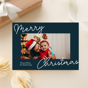 Cartes Pour Fêtes Annuelles Calligraphie Bleue Joyeux Noël Photo moderne