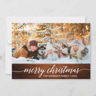 Cartes Pour Fêtes Annuelles Calligraphie Bois Joyeux Noël Famille Photo