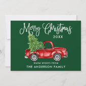Cartes Pour Fêtes Annuelles Calligraphie Camion Rouge Photo de Noël Retour Ver (Devant)