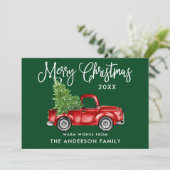 Cartes Pour Fêtes Annuelles Calligraphie Camion Rouge Photo de Noël Retour Ver (Debout devant)