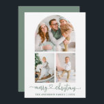 Cartes Pour Fêtes Annuelles Calligraphie Cardiologie Sage Vert Arc Photo Noël<br><div class="desc">Calligraphie moderne Script Coeur Joyeux Noël 3 Photo Arch Carte de vacances - Sage Green</div>
