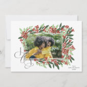 Cartes Pour Fêtes Annuelles Calligraphie classique JOY Botanique Noël Photo (Devant)