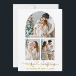 Cartes Pour Fêtes Annuelles Calligraphie Coeur 3 Arche photo Or de Noël<br><div class="desc">Calligraphie moderne Script Coeur Joyeux Noël 3 Photo Arch Carte de vacances - Or Texte</div>
