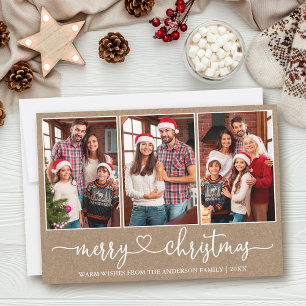 Cartes Pour Fêtes Annuelles Calligraphie Coeur 3 Photo Kraft Joyeux Noël