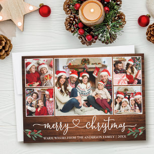 Cartes Pour Fêtes Annuelles Calligraphie Coeur 5 Photo Bois Noël Holly