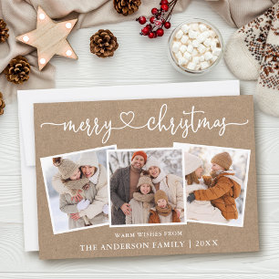 Cartes Pour Fêtes Annuelles Calligraphie Coeur Joyeux Noël Kraft 3 Photo