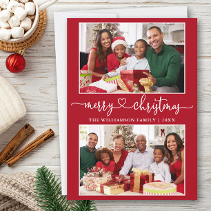 Cartes Pour Fêtes Annuelles Calligraphie Coeur Joyeux Noël Rouge 2 Photo