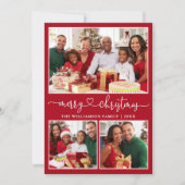 Cartes Pour Fêtes Annuelles Calligraphie Coeur Joyeux Noël Rouge 3 Photo (Devant)