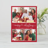 Cartes Pour Fêtes Annuelles Calligraphie Coeur Joyeux Noël Rouge 3 Photo (Debout devant)