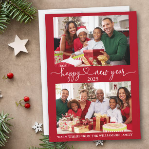 Cartes Pour Fêtes Annuelles Calligraphie Coeur Joyeux Nouvel An Rouge 2 Photo