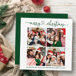 Cartes Pour Fêtes Annuelles Calligraphie Coeur Noël 4 Photo Carré vert<br><div class="desc">Calligraphie moderne Script Coeur Joyeux Noël 4 Photo Carré Carte de vacances - Vert</div>