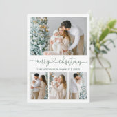 Cartes Pour Fêtes Annuelles Calligraphie Coeur Noël 4 Photo Sage Vert (Debout devant)