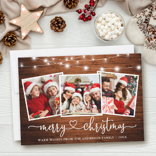 Cartes Pour Fêtes Annuelles Calligraphie Coeur Noël Lumières en bois 3 Photo