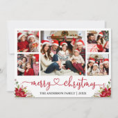 Cartes Pour Fêtes Annuelles Calligraphie Coeur Noël Poinsettia 5 Photo (Devant)