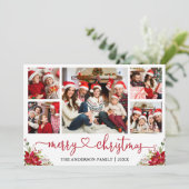 Cartes Pour Fêtes Annuelles Calligraphie Coeur Noël Poinsettia 5 Photo (Debout devant)