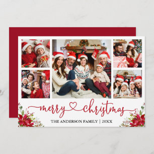 Cartes Pour Fêtes Annuelles Calligraphie Coeur Noël Poinsettia 5 Photo