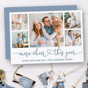 Cartes Pour Fêtes Annuelles Calligraphie Coeur Plus Cheer 5 Photos Dusty Blue
