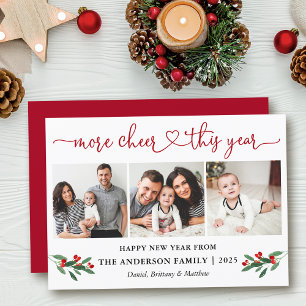 Cartes Pour Fêtes Annuelles Calligraphie Coeur Plus Cheer Holly 3 Photo Rouge