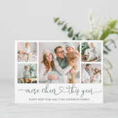 Cartes Pour Fêtes Annuelles Calligraphie Cœur Plus de Joie 5 Photos Vert Sauge (Debout devant)