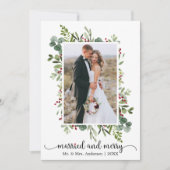 Cartes Pour Fêtes Annuelles Calligraphie Coeur rouge marié et joyeux photo (Devant)