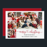 Cartes Pour Fêtes Annuelles Calligraphie Coeur Rouge Noël 4 Photos<br><div class="desc">Calligraphie moderne Script Coeur Joyeux Noël 4 Photo Carte de vacances - Rouge</div>