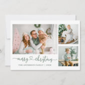 Cartes Pour Fêtes Annuelles Calligraphie Coeur Sage Vert Noël 3 Photo (Devant)