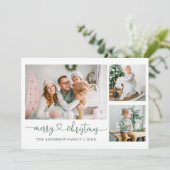 Cartes Pour Fêtes Annuelles Calligraphie Coeur Sage Vert Noël 3 Photo (Debout devant)