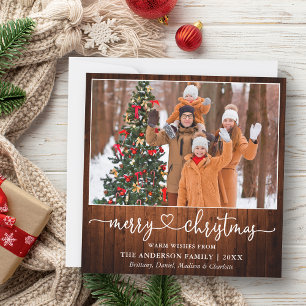 Cartes Pour Fêtes Annuelles Calligraphie Coeur Script Carré de bois de Noël