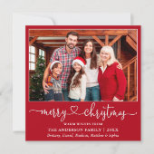 Cartes Pour Fêtes Annuelles Calligraphie Coeur Script Carré de Noël Rouge (Devant)