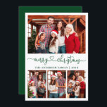 Cartes Pour Fêtes Annuelles Calligraphie Coeur Script Noël 4 Photo Vert<br><div class="desc">Calligraphie moderne Script Coeur Joyeux Noël 4 Photo Carte de vacances - Vert</div>