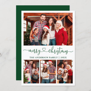 Cartes Pour Fêtes Annuelles Calligraphie Coeur Script Noël 4 Photo Vert